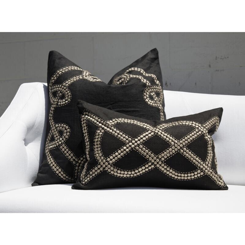Dot Chain Knot Black Lounge Cushion 55 x 55cm