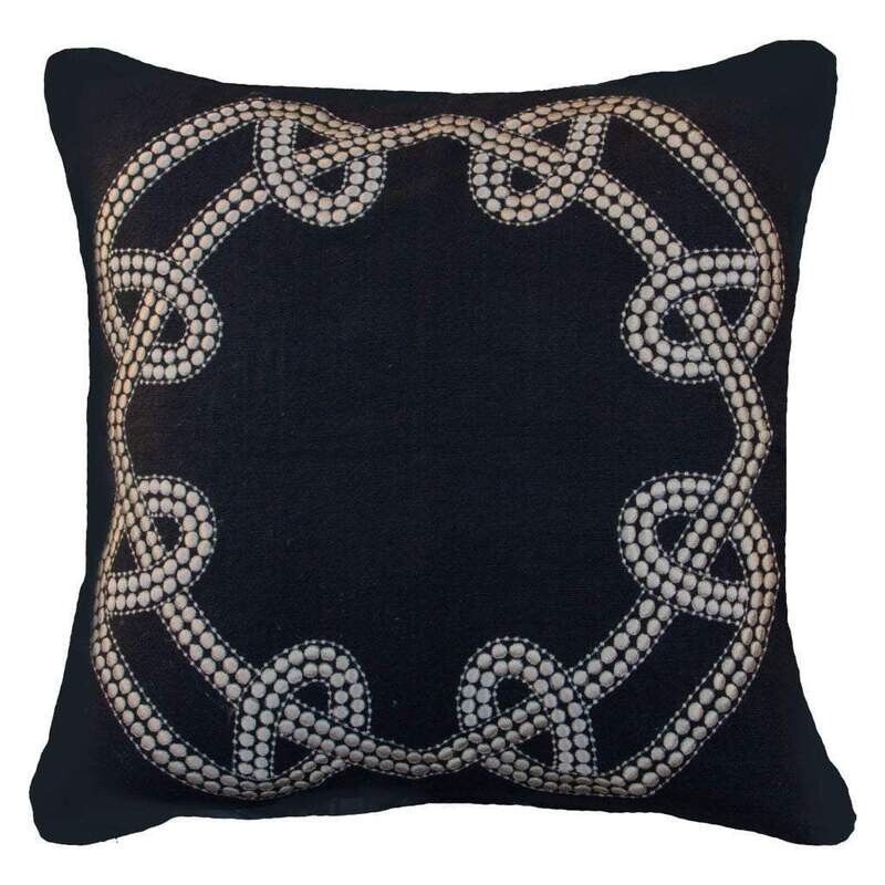 Dot Chain Knot Black Lounge Cushion 55 x 55cm