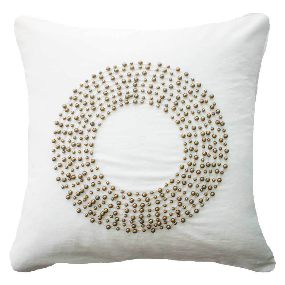 Disc Bead White Lounge Cushion 55 x 55cm