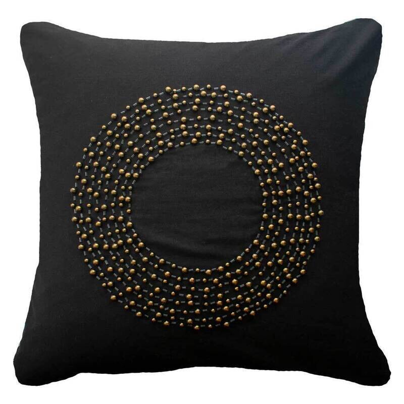 Disc Bead Black Lounge Cushion 55 x 55 cm