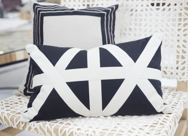 Cross Patch Black Natural Lumbar Cushion 35 x 53cm