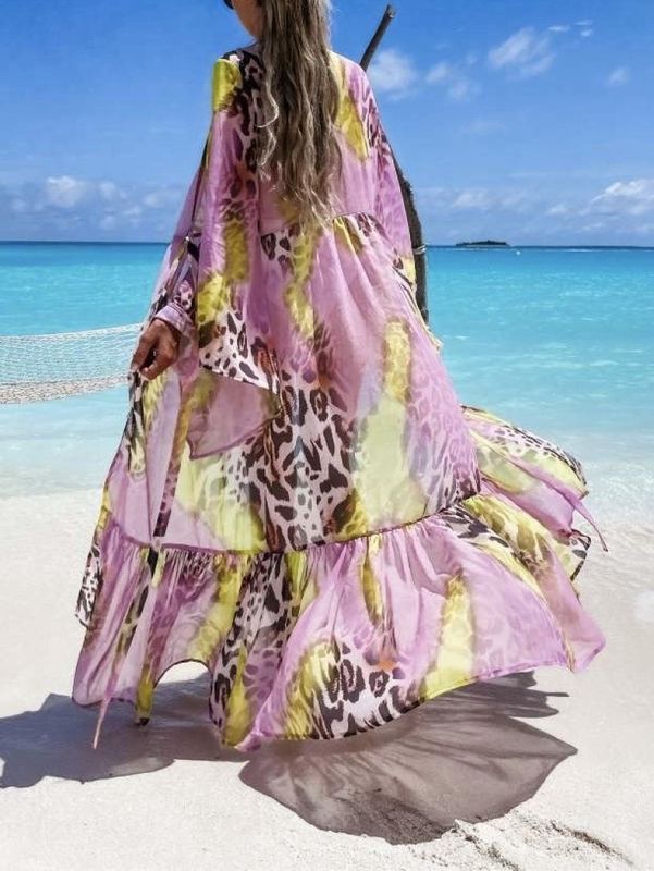 &#39;Cathy&#39; Kimono in Pastel Pink, Lemon &amp; Leopard