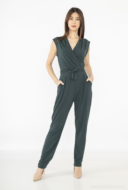 &#39;Sleeveless Jumpsuit&#39; Stretch Fabric Finish in Classic Black