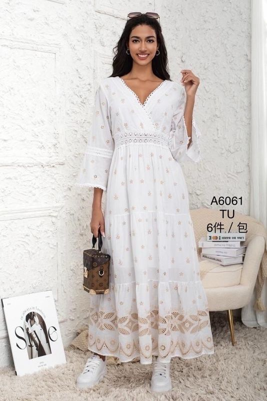 &#39;Boho Blanc&#39; Dress in White &amp; Beige