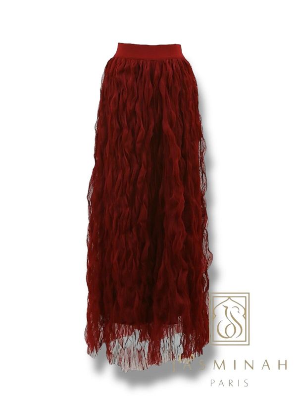 &#39;Jasmina&#39; Gentle Tuile Finish Skirt in  Burgundy