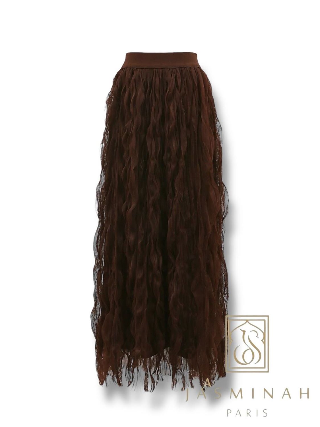 &#39;Jasmina&#39; Gentle Tuile Finish Skirt in  Chocolate Brown