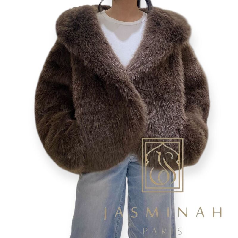 &#39;Jaz Luxe&#39; Faux Fur Coat in Coco Brown