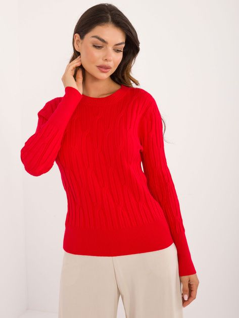&#39;Classic Cable&#39; Knit Sweater in Red