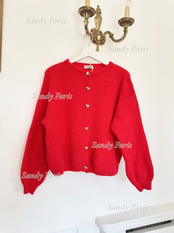 &#39;Love&#39; Alpaca &amp; Wool Mix Cardigan in Red