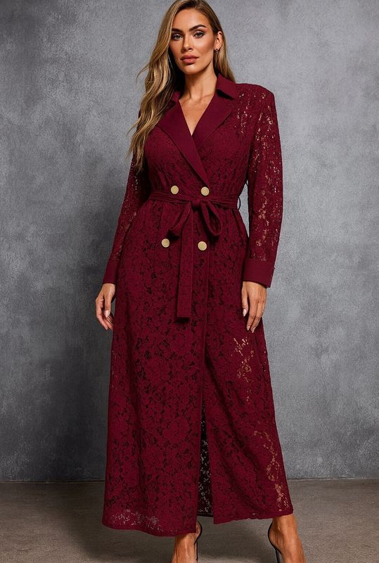 &#39;Merlot&#39; Lace Dress in Burgundy