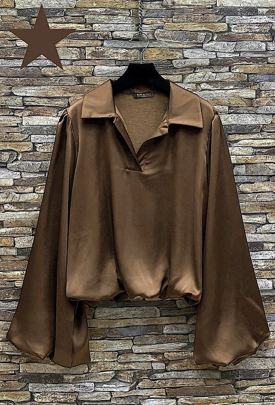 &#39;Tara&#39; Satin Blouse in Light Brown