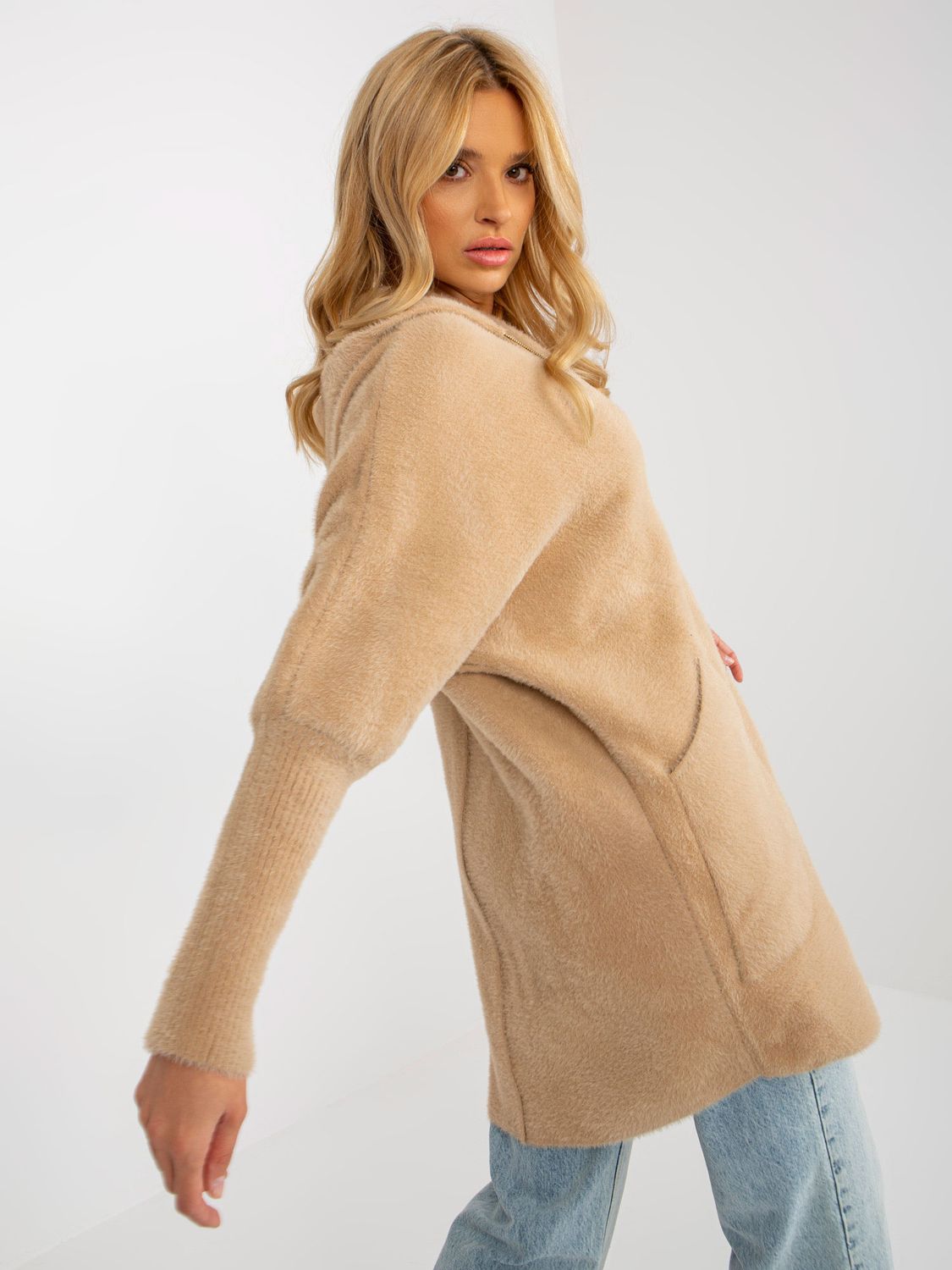 &#39;Luxe Alpaca&#39; Super Soft Coatigan in Camel Hooded
