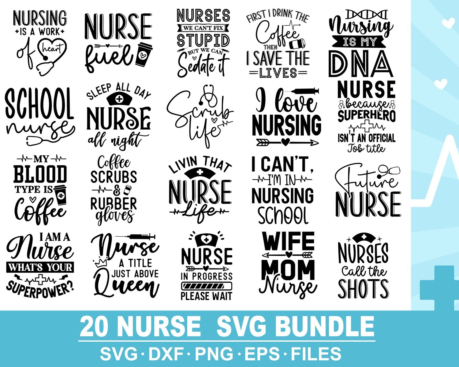 Download 20 Nurse Svg Bundle