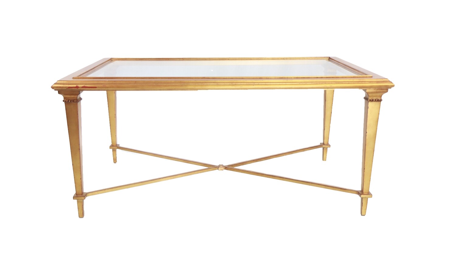 Wooden Gold & Tempered Glass Coffee Table