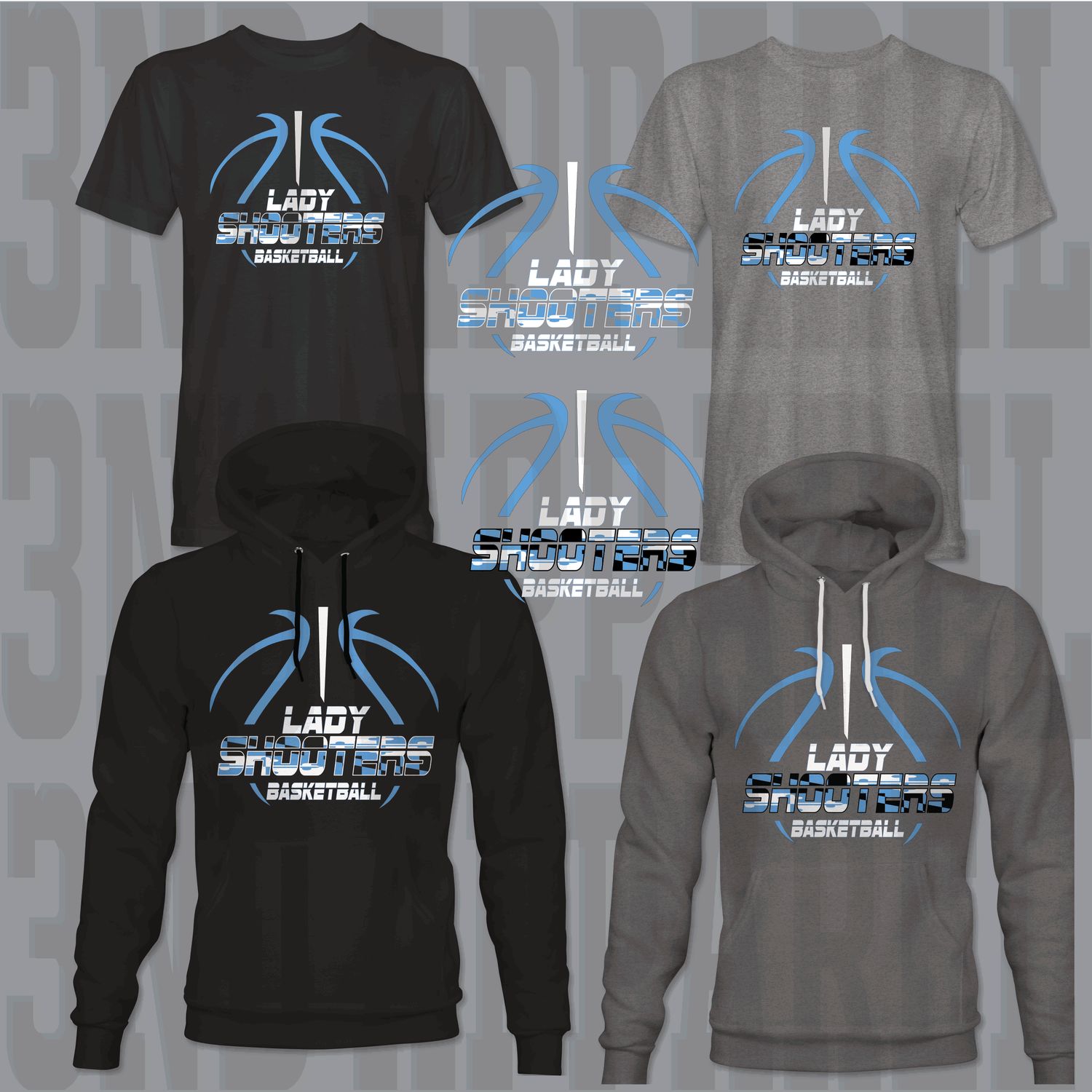 Lady Shooters Basketball Hoodie and T-shirt