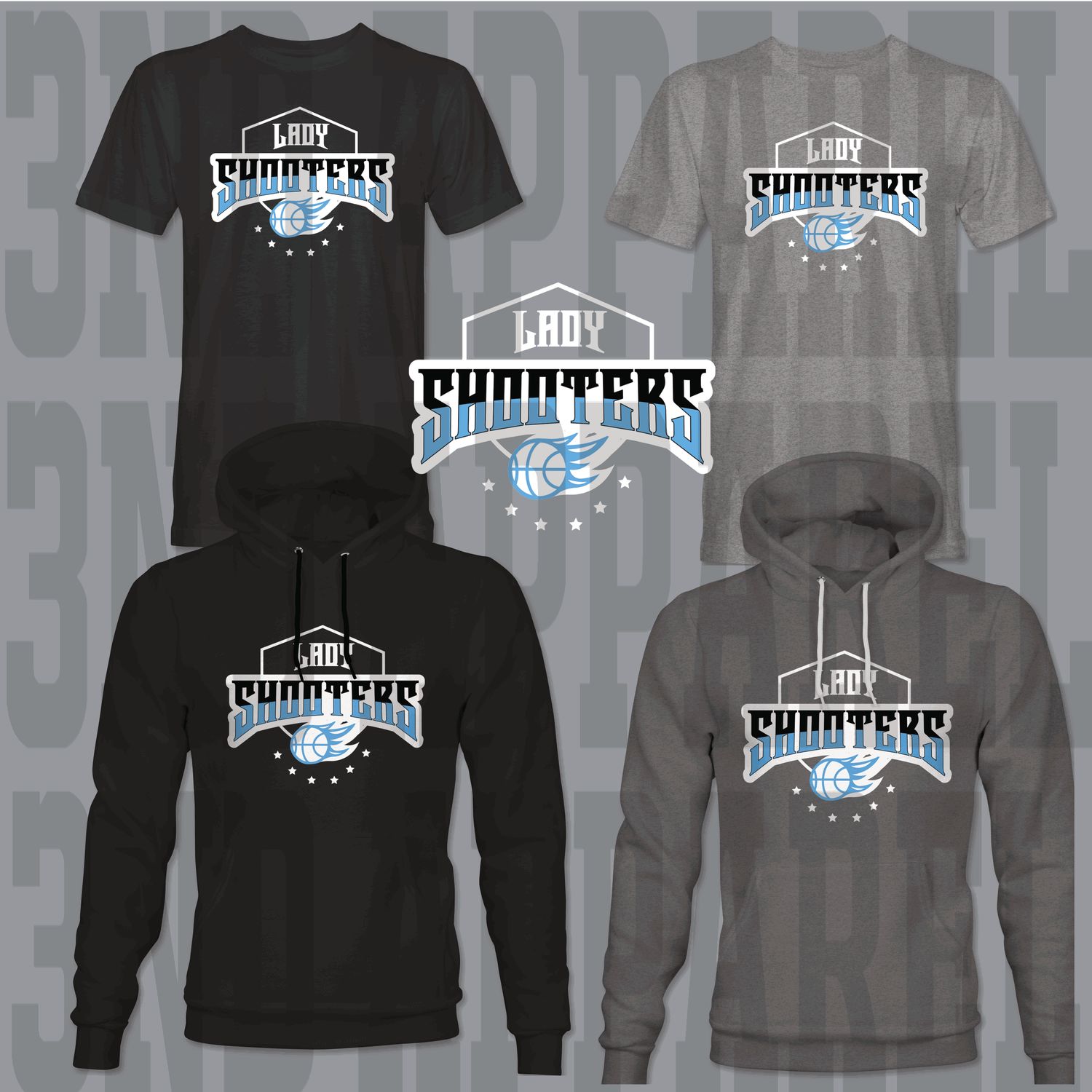 Lady Shooters Flame Design Hoodie and T-shirt