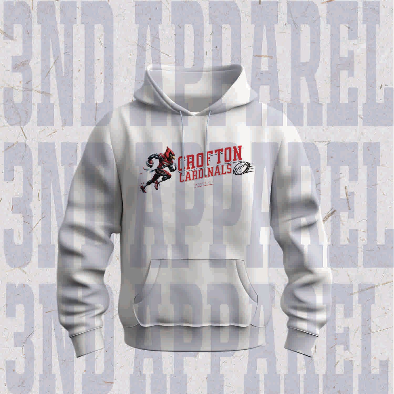 Crofton Football Cardinal Run White/Red/Black Hoodie
