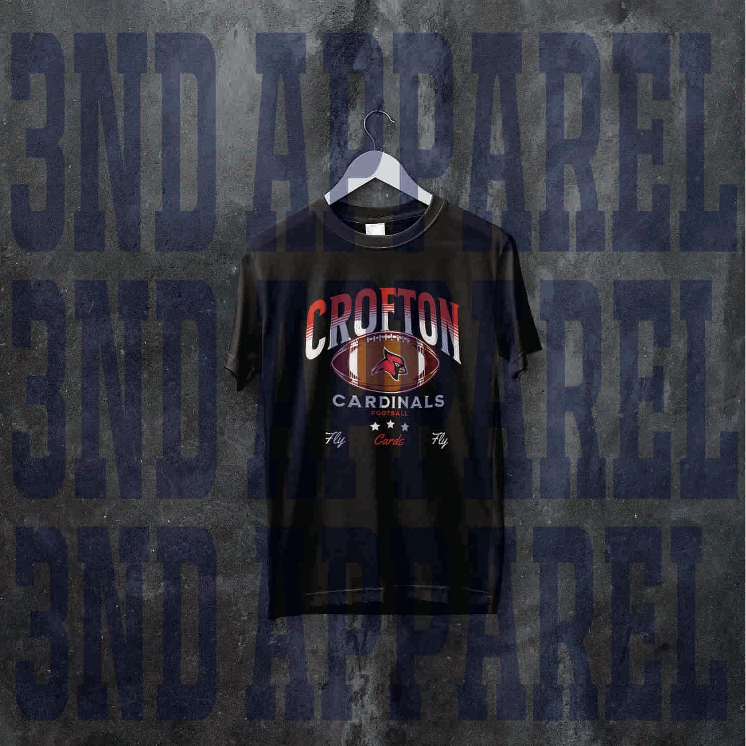 Crofton Football Fly Cards Black/Red/White T-Shirt