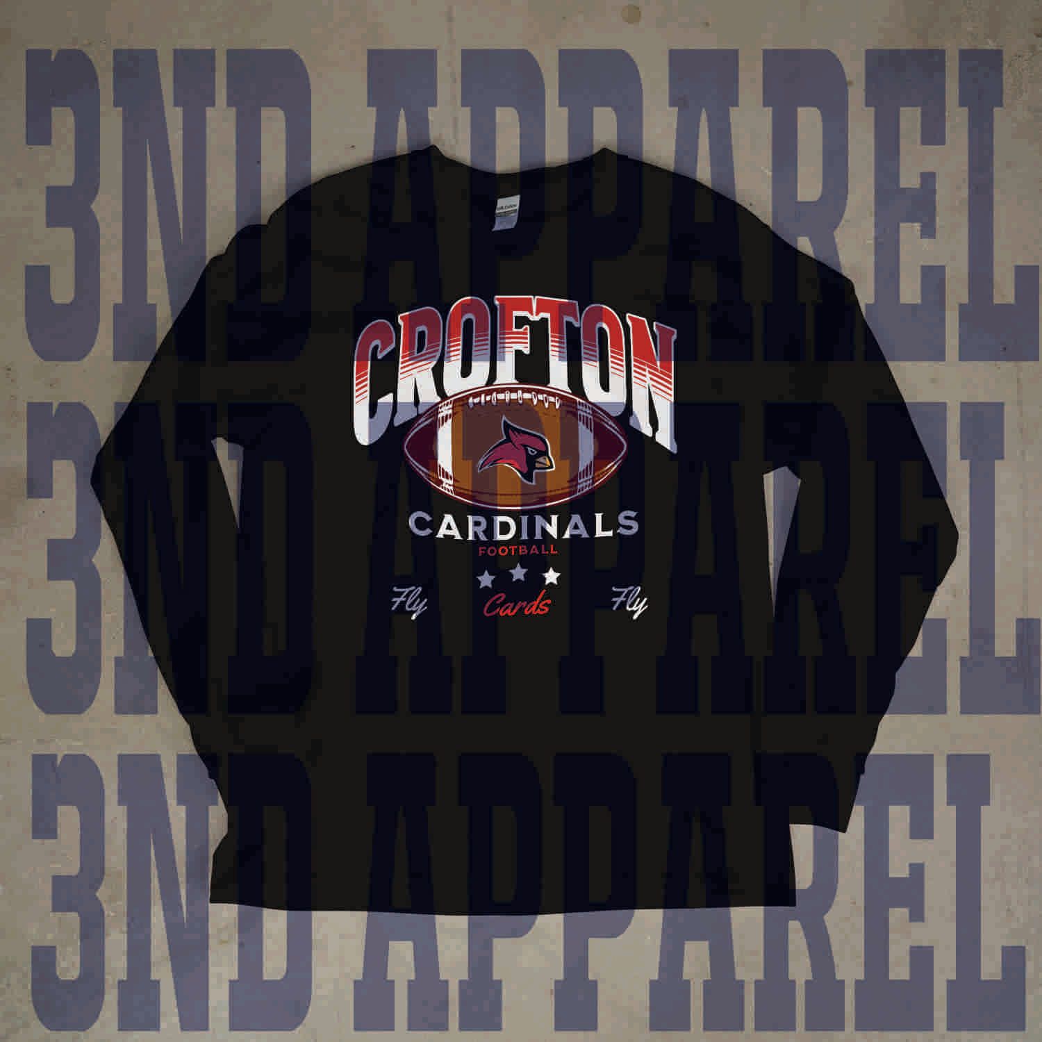 Youth Crofton Football Fly Cards Black/Red/White Long Sleeve