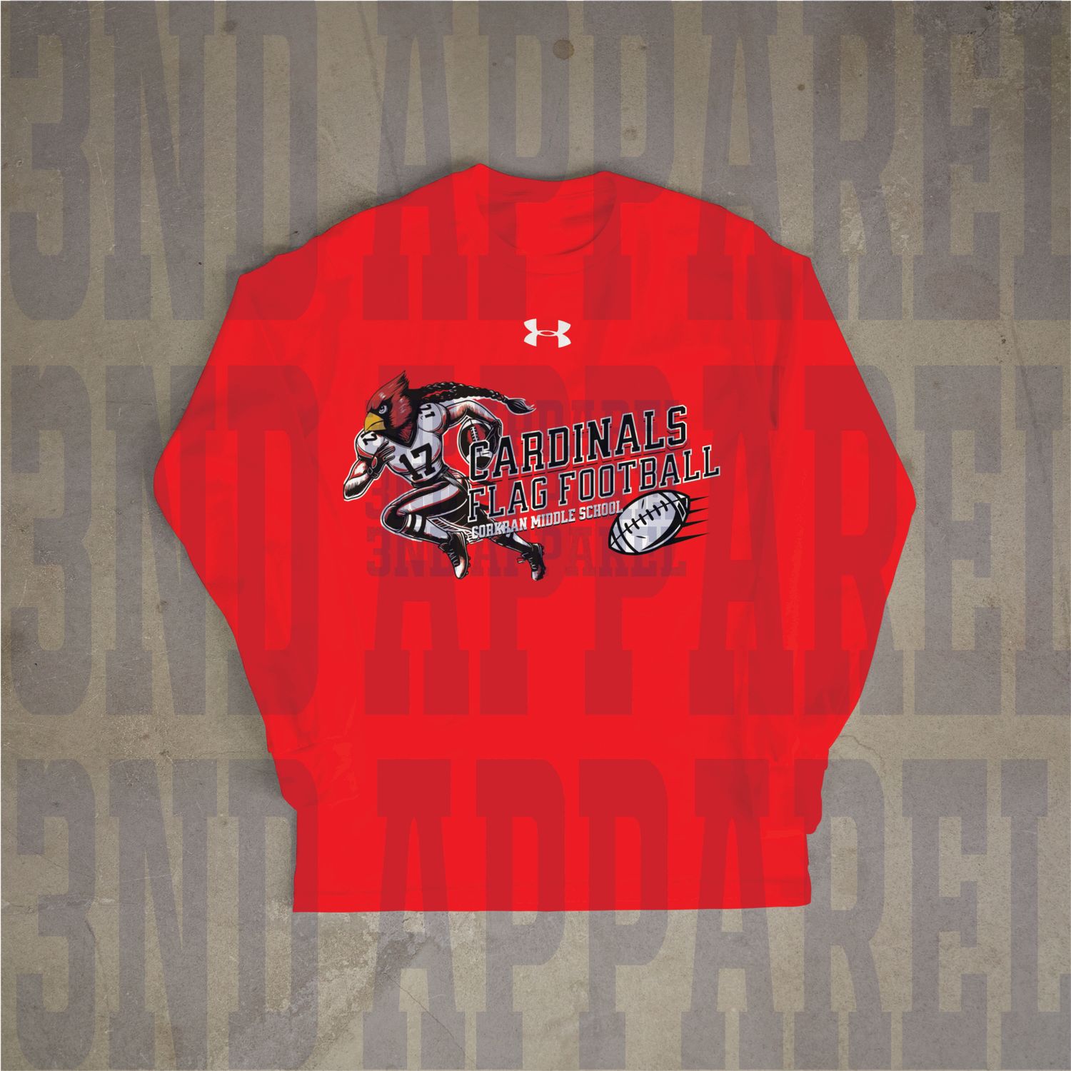 Corkran Cardinals Flag Football Sprint Red/Black UA Tech Long Sleeve