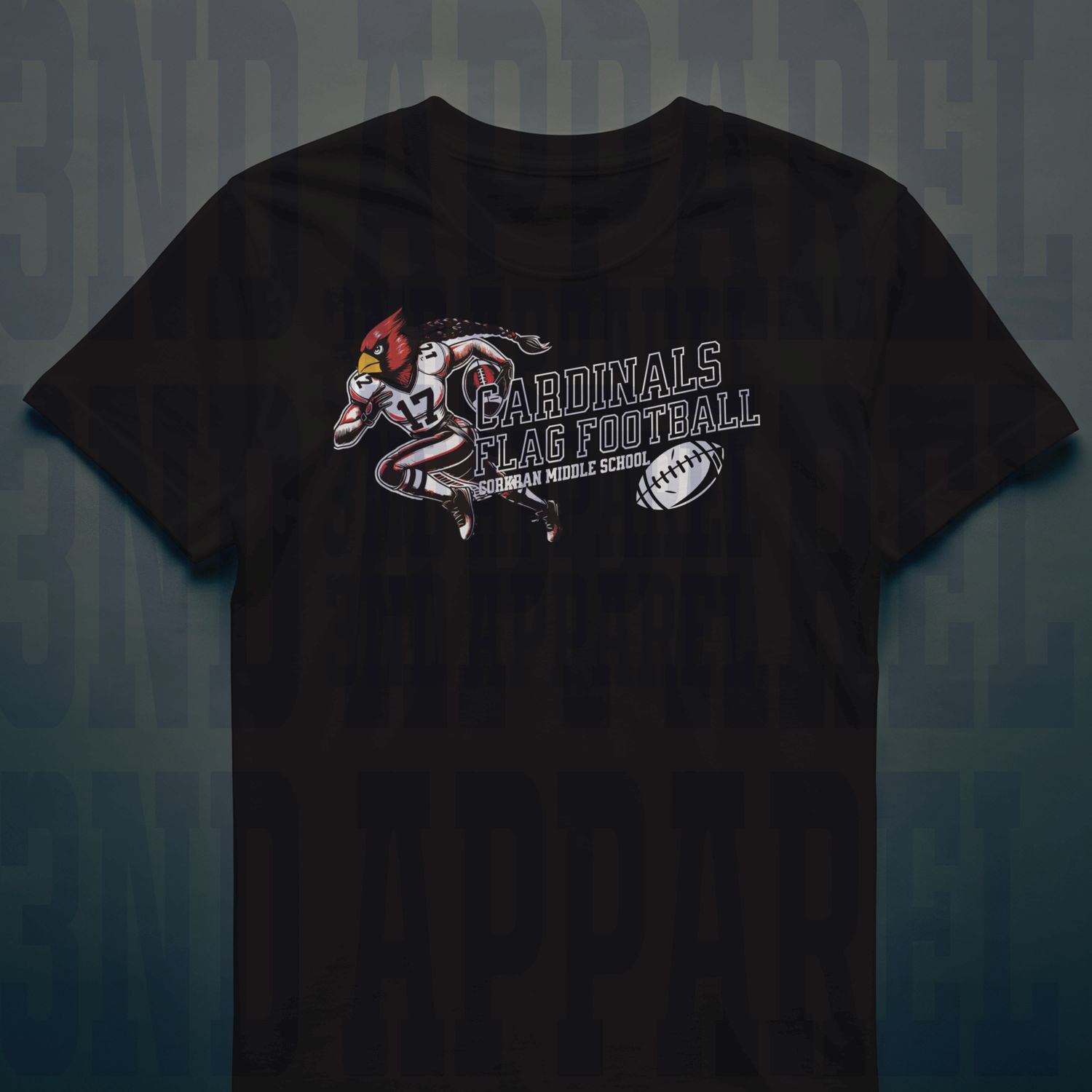 Corkran Cardinals Flag Football Sprint Black/Red T-Shirt
