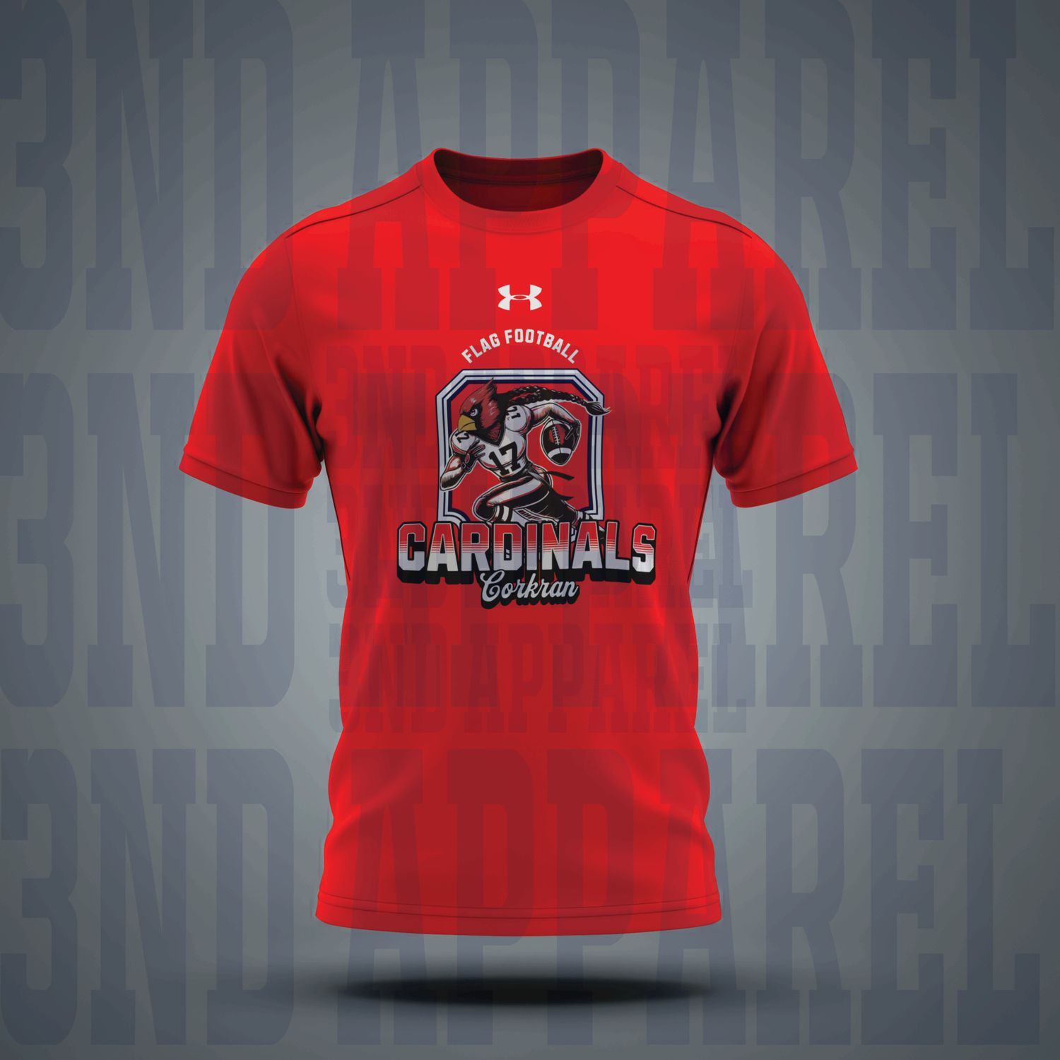Corkran Cardinals Flag Football Red/Black UA Tech T-shirt