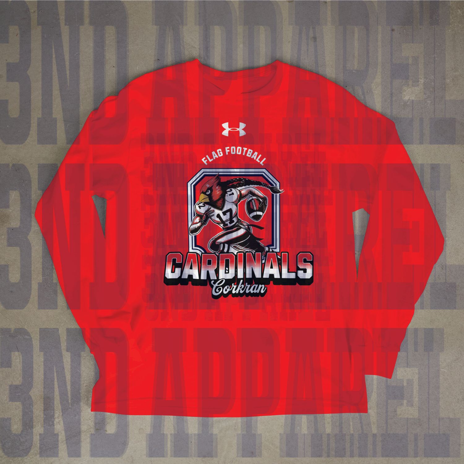 Corkran Cardinals Flag Football Red/Black UA Tech Long Sleeve
