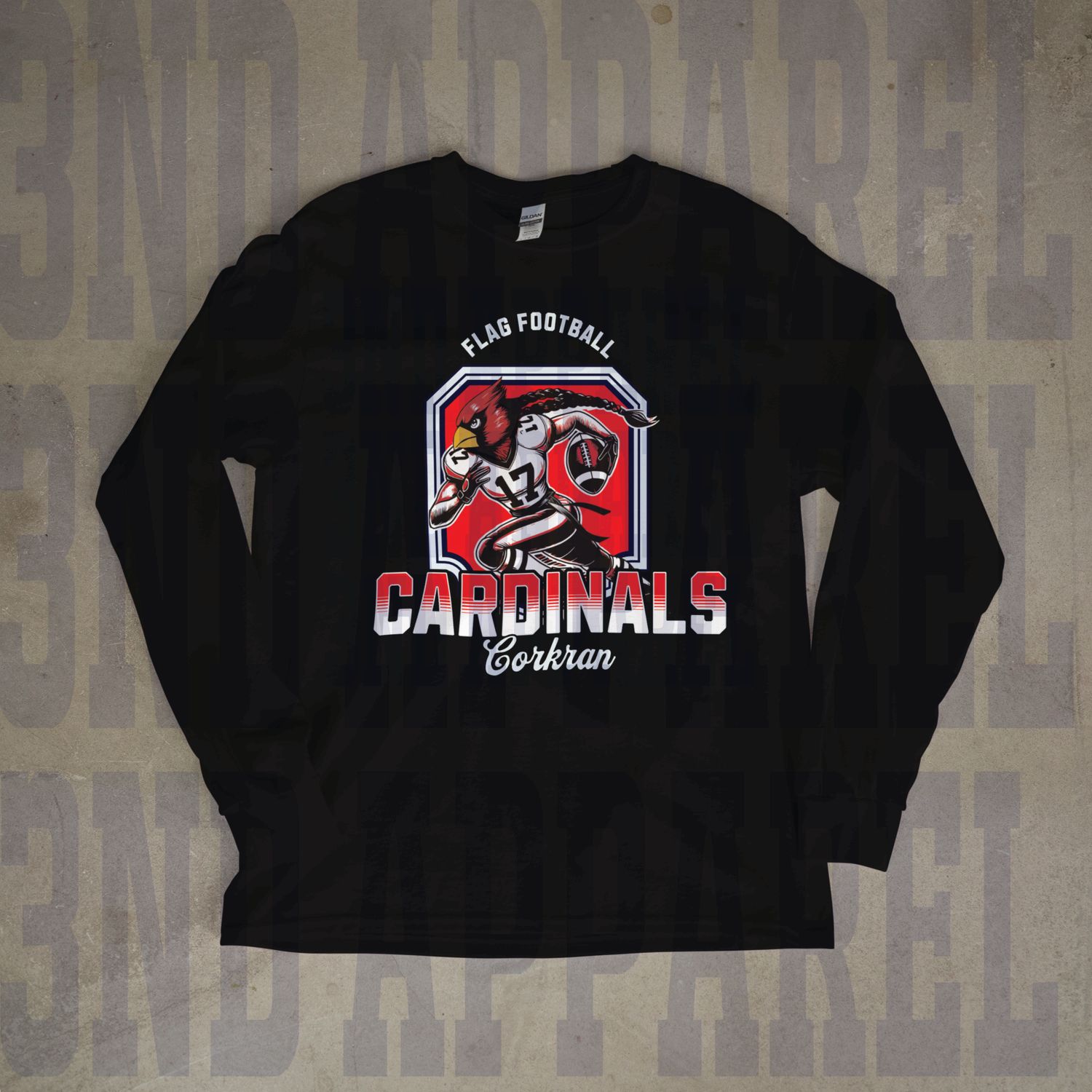 Corkran Cardinals Flag Football Black/Red Long Sleeve