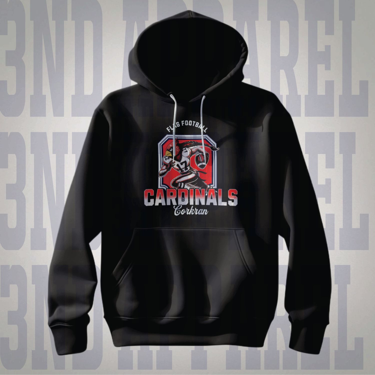 Corkran Cardinals Flag Football Black/Red Hoodie