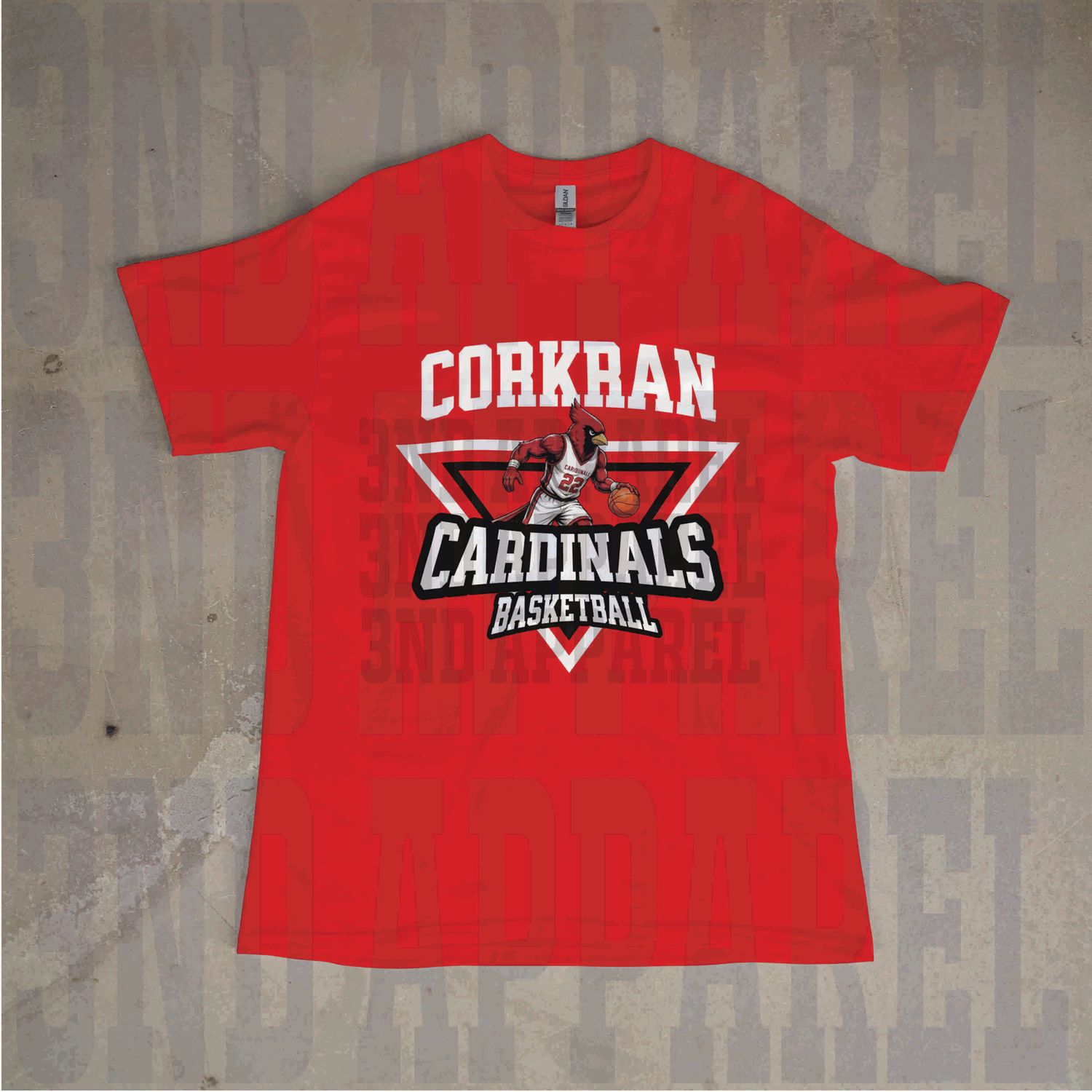 Corkran Cardinals Basketball Adult Cotton T-shirt