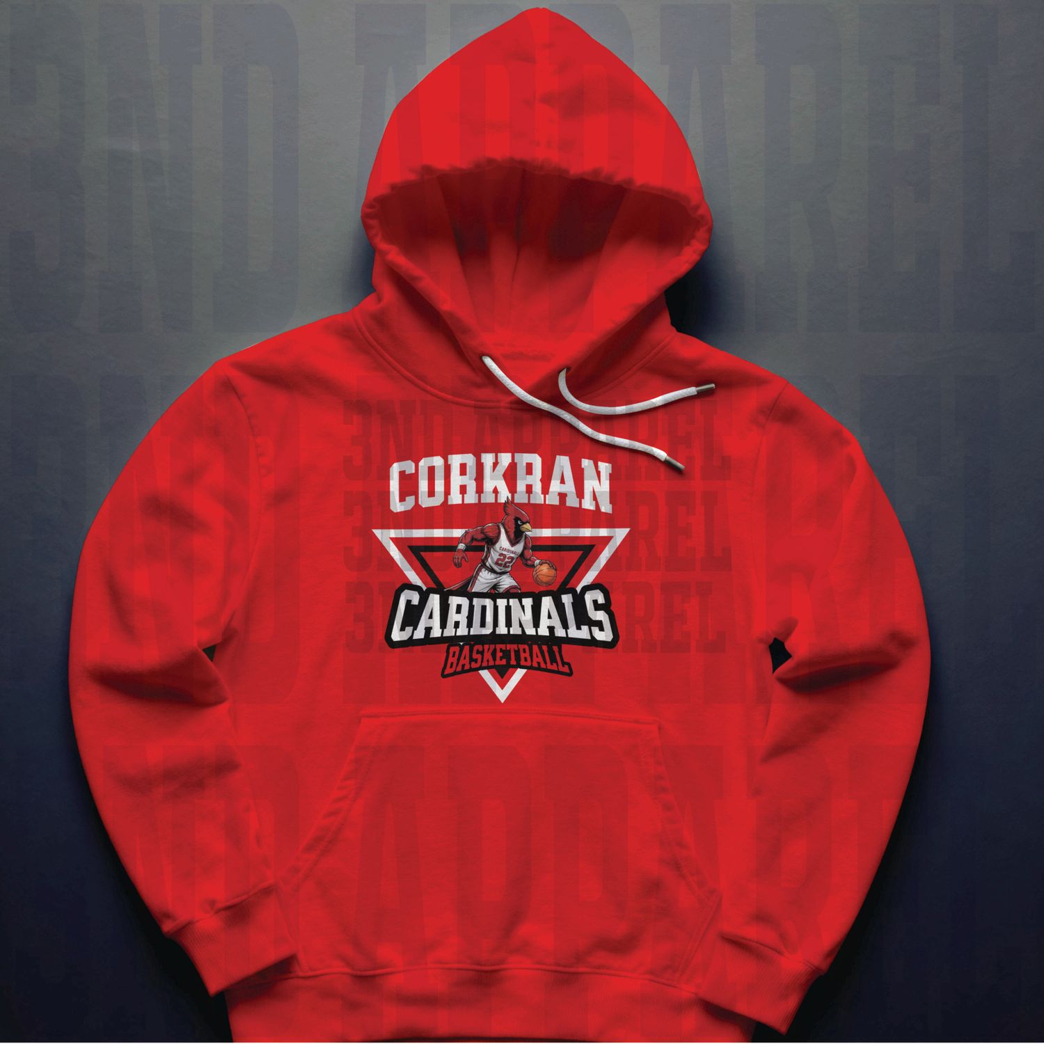 Corkran Cardinals Basketball Adult Cotton Hoodie