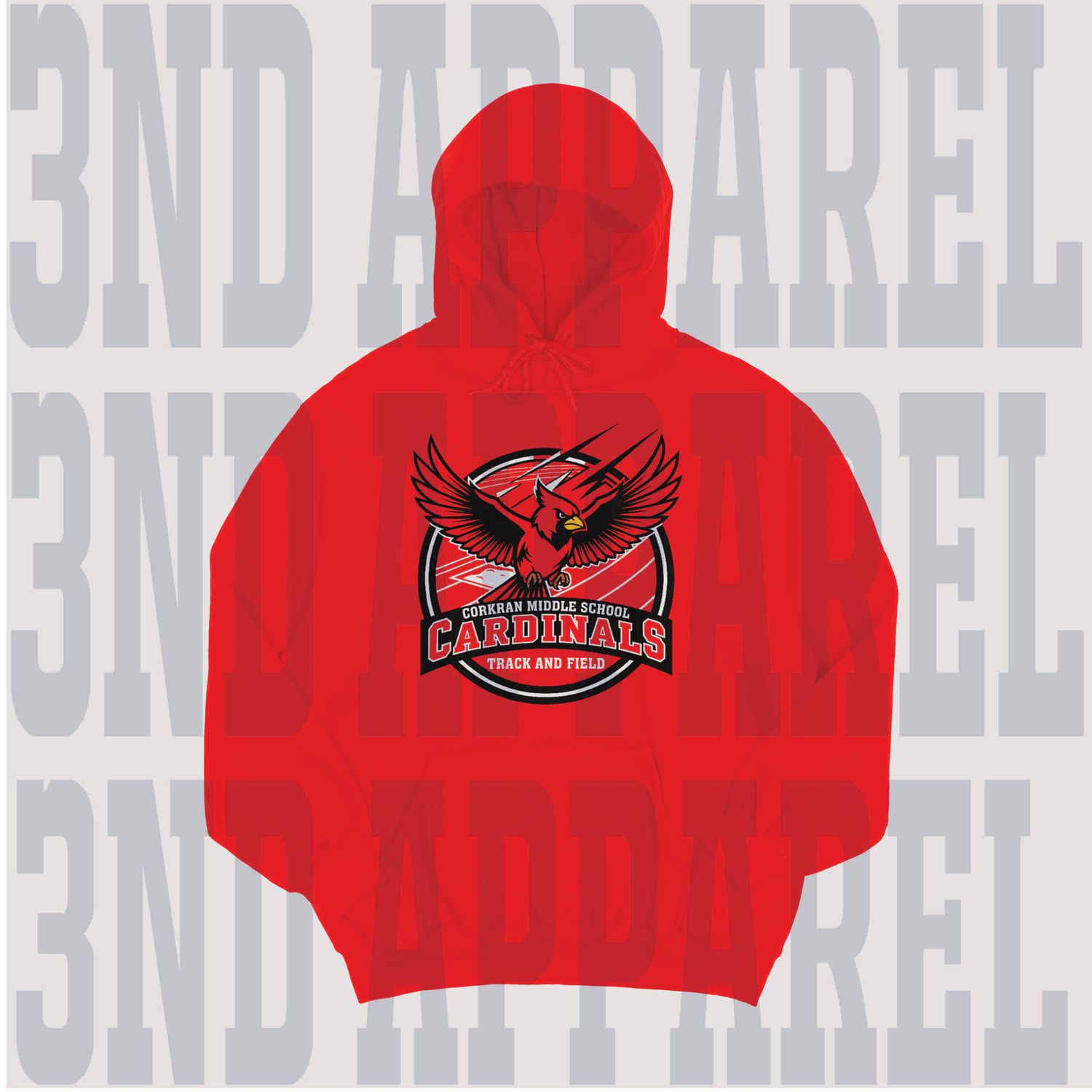 Corkran Cardinals Track and Field Adult Hoodie T-shirt