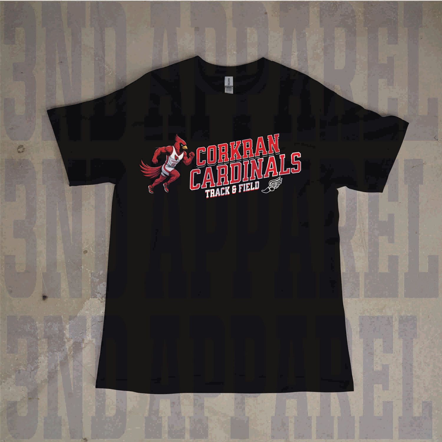 Corkran Cardinals Track and Field Adult Cotton Sideline T-shirt