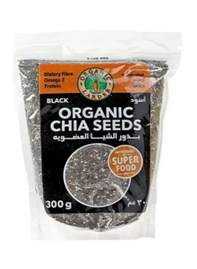 Organic Larder - Black Chia Seeds, 300g بذور الشيا السوداء العضوية