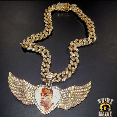 Custom Diamond Angel Wings Cuban Link Chain