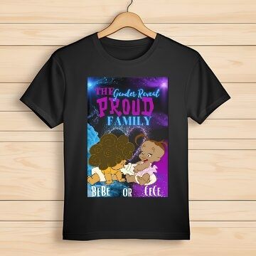 Oversized Print Shirt: Proud Family Gender Reveal