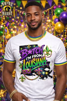 B*TCH I'm From Louisiana Mardi Gras Ringer Shirt