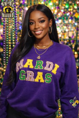 Chenille Mardi Gras Sweater