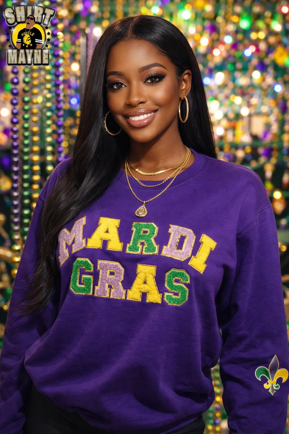 Chenille Mardi Gras Sweater