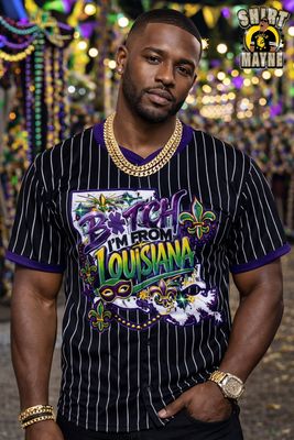 Mardi Gras Baseball Jersey: Black