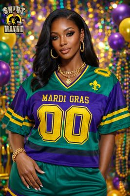 Mardi Gras Crop Top Football Jersey