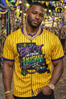 Mardi Gras Baseball Jersey: Yellow