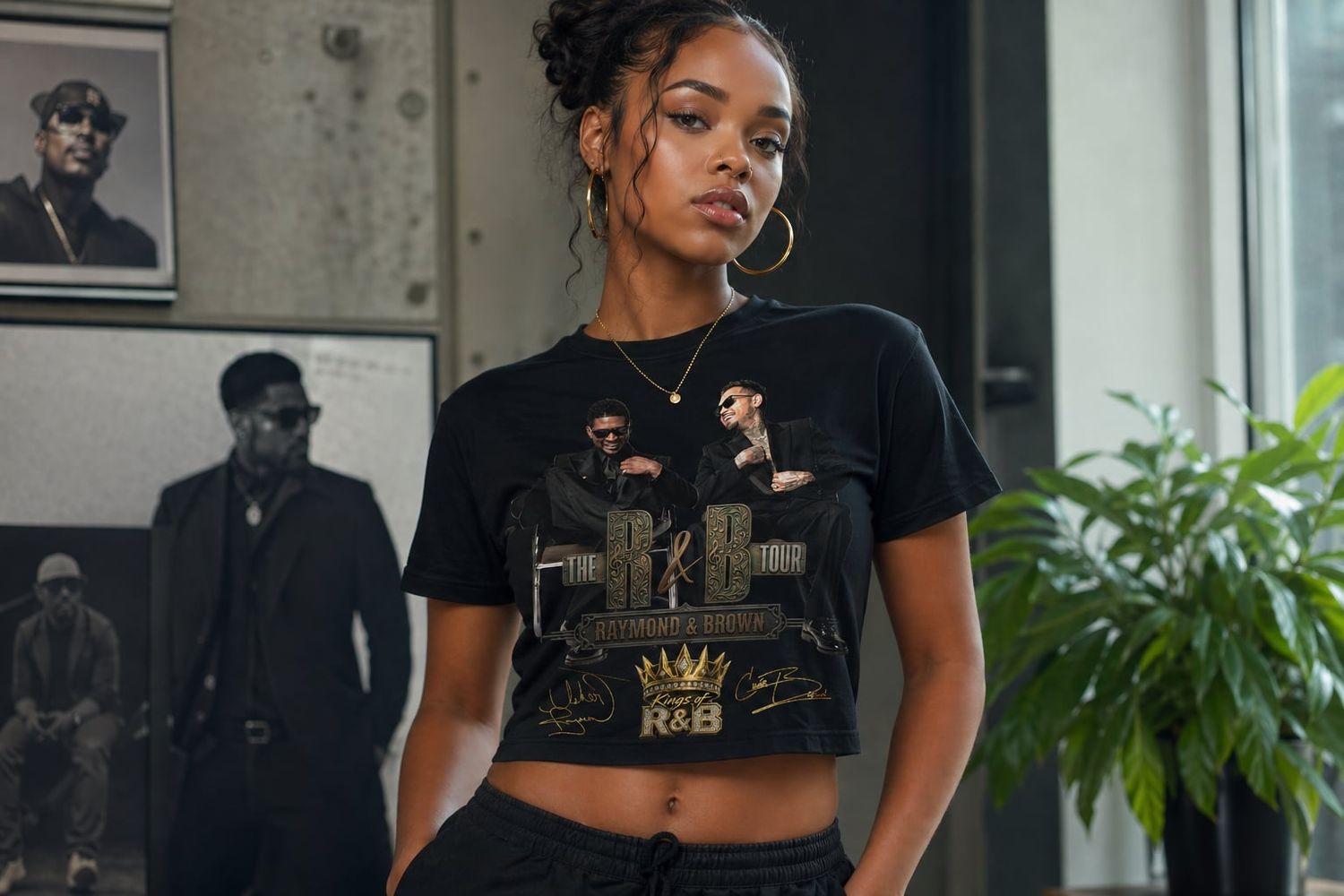Oversized Print Crop Top Shirt: The R&amp;B Tour 3