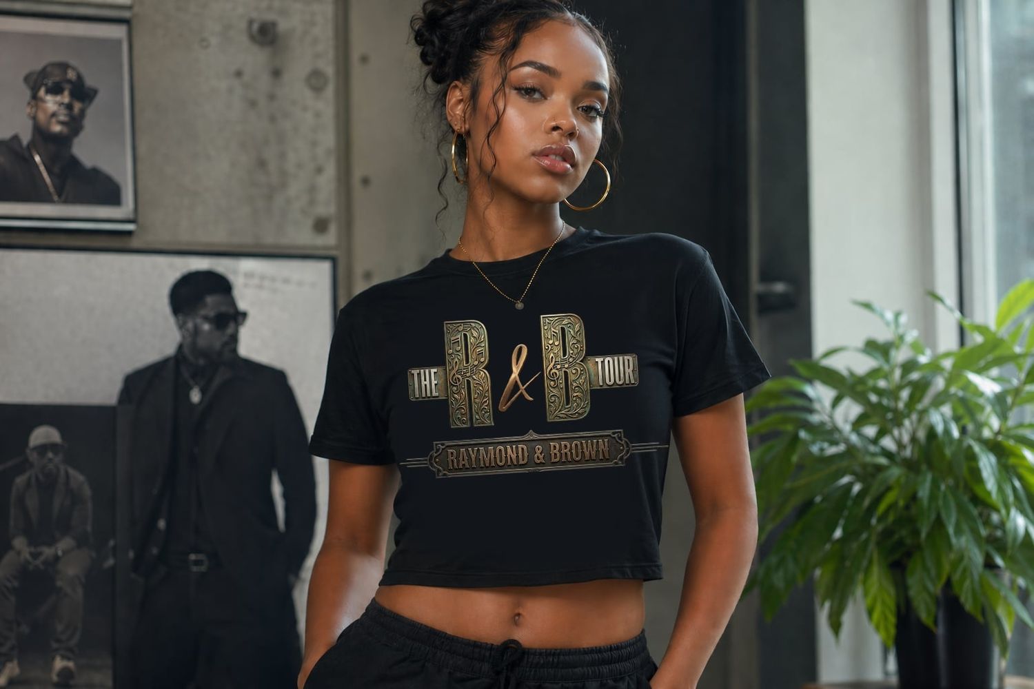 Oversized Print Crop Top Shirt: The R&amp;B Tour 5