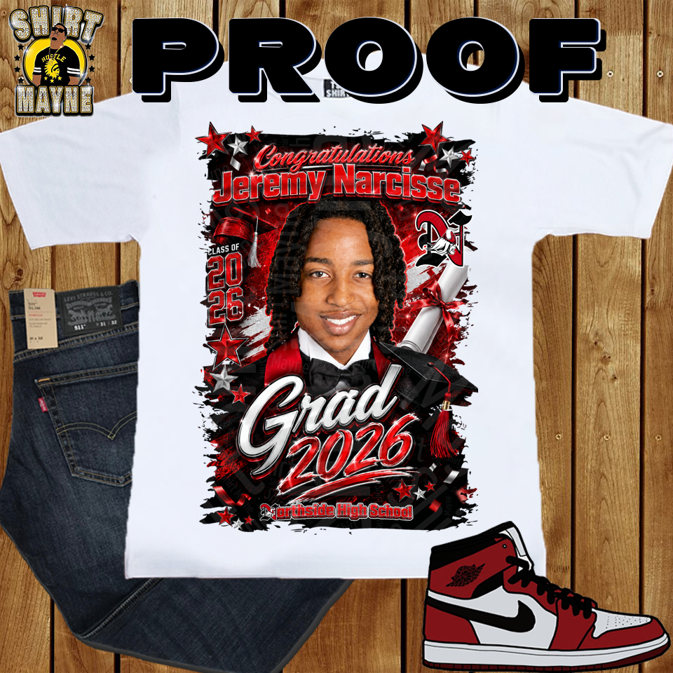 Oversized Print Shirt: Jeremy Graduation