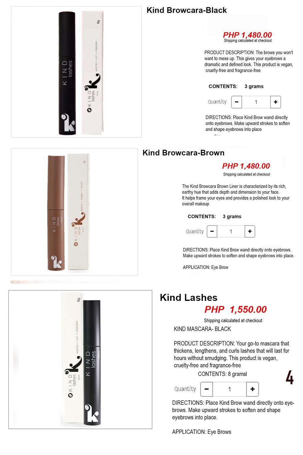 KIND- Browncara= 1,480 Php  /Eyelashes= 1,550 Php  (2 to4 days delivery-Pay Thru G-CASH)
