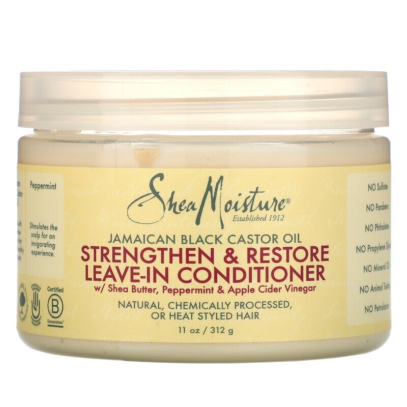 SheaMoisture, Jamaican Black Castor Oil, Strengthen &amp; Restore Leave-In Conditioner, 11.5 fl oz (340 ml)