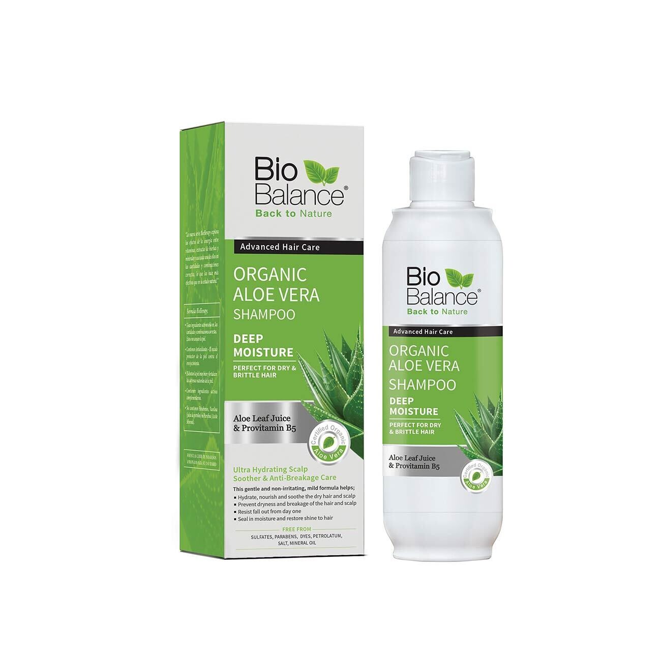 BIO BALANCE Organic Aloe Vera Shampoo Perfect For Dry & Brittle Hair 330ml