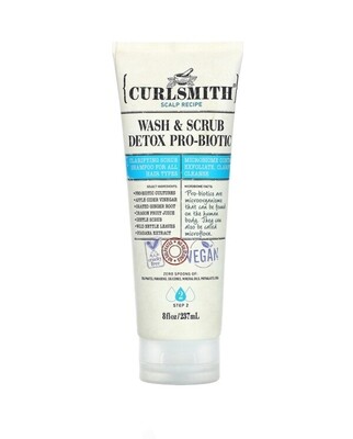 Curl Smith Wash &amp; Scrub Detox Pro-Biotic Shampoo, All Hair Types, Step 2, 8 fl oz (237 ml)