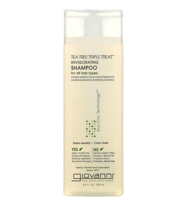 Giovanni Tea Tree Triple Treat, Invigorating Shampoo, For All Hair Types, 8.5 fl oz (250 ml)